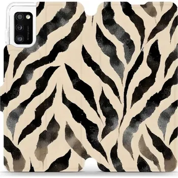 Pouzdro na mobilní telefon Flipové pouzdro Mobiwear - Samsung Galaxy A41 - VA53S Zebří (Knížkové flip pouzdro, obal, kryt na mobil Samsung Galaxy A41 - VA53S Zebří, materiál Umělá kůže + TPU - ochrana 360°, stojánek, silikonová vanička, magnetické zavírání)