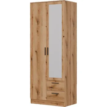 Šatní skříň Skříň ECCE 2D2S se zrcadlem, dub evoke + vyzvednutí ZDARMA