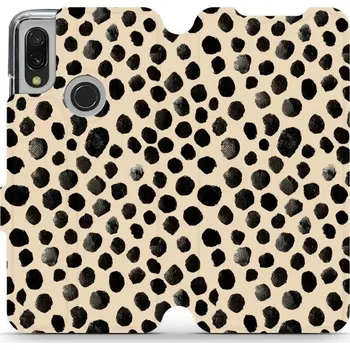 Pouzdro na mobilní telefon Flipové pouzdro Mobiwear - Xiaomi Redmi 7 - VA50S Černé puntíky (Knížkové flip pouzdro, obal, kryt na mobil Xiaomi Redmi 7 - VA50S Černé puntíky, materiál Umělá kůže + TPU - ochrana 360°, stojánek, silikonová vanička, magnetické zavírání)