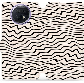 Pouzdro na mobilní telefon Flipové pouzdro Mobiwear - Xiaomi Redmi Note 9T - VA62S Vlnky na béžové (Knížkové flip pouzdro, obal, kryt na mobil Xiaomi Redmi Note 9T - VA62S Vlnky na béžové, materiál Umělá kůže + TPU - ochrana 360°, stojánek, silikonová vanička, magnetické zavírání)