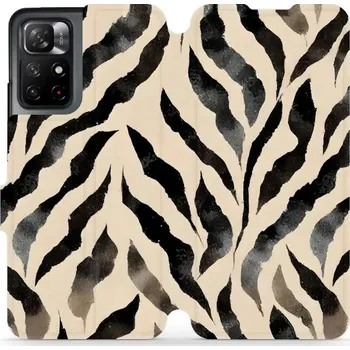 Pouzdro na mobilní telefon Flipové pouzdro Mobiwear - Xiaomi Redmi Note 11S 5G - VA53S Zebří (Knížkové flip pouzdro, obal, kryt na mobil Xiaomi Redmi Note 11S 5G - VA53S Zebří, materiál Umělá kůže + TPU - ochrana 360°, stojánek, silikonová vanička, magnetické zavírání)