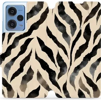 Pouzdro na mobilní telefon Flipové pouzdro Mobiwear - Xiaomi Redmi Note 12 Pro 5G - VA53S Zebří (Knížkové flip pouzdro, obal, kryt na mobil Xiaomi Redmi Note 12 Pro 5G - VA53S Zebří, materiál Umělá kůže + TPU - ochrana 360°, stojánek, silikonová vanička, magnetické zavírání)