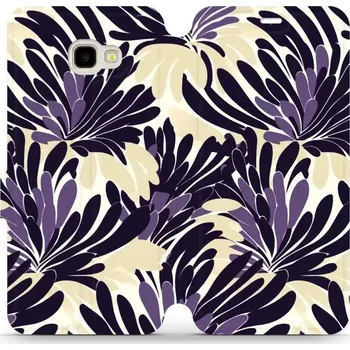 Pouzdro na mobilní telefon Flipové pouzdro Mobiwear - Samsung Galaxy J4 Plus 2018 - VA47S Fialová flóra (Knížkové flip pouzdro, obal, kryt na mobil Samsung Galaxy J4 Plus 2018 - VA47S Fialová flóra, materiál Umělá kůže + TPU - ochrana 360°, stojánek, silikonová vanička, magnetické)