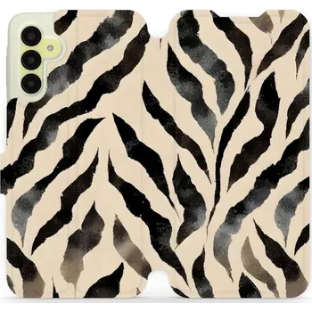 Pouzdro na mobilní telefon Flipové pouzdro Mobiwear - Samsung Galaxy A15 / A15 5G - VA53S Zebří (Knížkové flip pouzdro, obal, kryt na mobil Samsung Galaxy A15 / A15 5G - VA53S Zebří, materiál Umělá kůže + TPU - ochrana 360°, stojánek, silikonová vanička, magnetické zavírání)