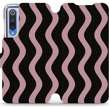 Pouzdro na mobilní telefon Flipové pouzdro Mobiwear - Xiaomi Mi 9 SE - VA54S Fialové vlnky (Knížkové flip pouzdro, obal, kryt na mobil Xiaomi Mi 9 SE - VA54S Fialové vlnky, materiál Umělá kůže + TPU - ochrana 360°, stojánek, silikonová vanička, magnetické zavírání)