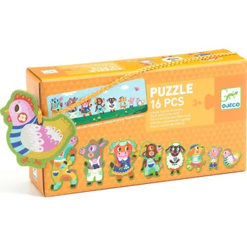 Hračka DJECO Puzzle Big and small on the farm - 16 dílků