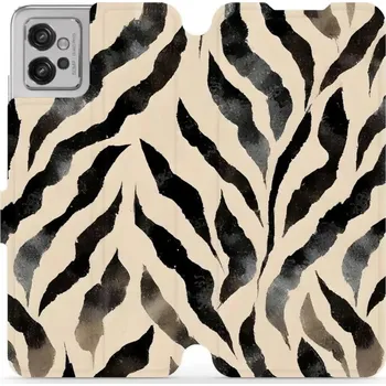 Pouzdro na mobilní telefon Flipové pouzdro Mobiwear - Motorola Moto G32 - VA53S Zebří (Knížkové flip pouzdro, obal, kryt na mobil Motorola Moto G32 - VA53S Zebří, materiál Umělá kůže + TPU - ochrana 360°, stojánek, silikonová vanička, magnetické zavírání)