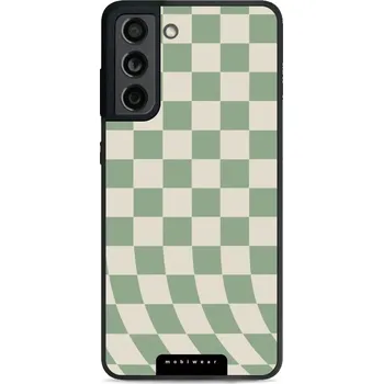 Pouzdro na mobilní telefon Lesklý kryt Mobiwear Glossy - Samsung Galaxy S21 FE - GA58G Zelená a béžová šachovnice (Prémiové lesklé pouzdro, obal, kryt Mobiwear Glossy na mobil Samsung Galaxy S21 FE - GA58G Zelená a béžová šachovnice, materiál Plast + TPU silikon - krytí po všech)