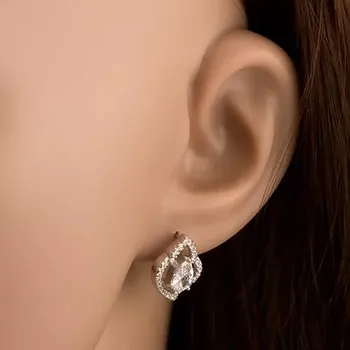 Náušnice Náušnice, stříbro 925, asymetrická kontura listu, čirá zirkonová slza