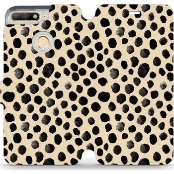 Pouzdro na mobilní telefon Flipové pouzdro Mobiwear - Huawei Y6 Prime 2018 / Honor 7A - VA50S Černé puntíky (Knížkové flip pouzdro, obal, kryt na mobil Huawei Y6 Prime 2018 / Honor 7A - VA50S Černé puntíky, materiál Umělá kůže + TPU - ochrana 360°, stojánek, silikonová vanička,)