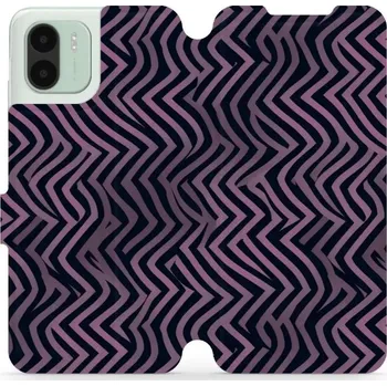 Pouzdro na mobilní telefon Flipové pouzdro Mobiwear - Xiaomi Redmi A1 - VA55S Fialové klikyháky (Knížkové flip pouzdro, obal, kryt na mobil Xiaomi Redmi A1 - VA55S Fialové klikyháky, materiál Umělá kůže + TPU - ochrana 360°, stojánek, silikonová vanička, magnetické zavírání)