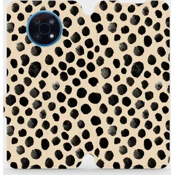 Pouzdro na mobilní telefon Flipové pouzdro Mobiwear - Nokia G50 5G - VA50S Černé puntíky (Knížkové flip pouzdro, obal, kryt na mobil Nokia G50 5G - VA50S Černé puntíky, materiál Umělá kůže + TPU - ochrana 360°, stojánek, silikonová vanička, magnetické zavírání)