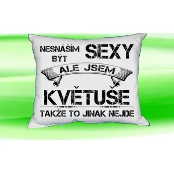 Dekorativní polštářek Polštář se jménem KVĚTUŠE Bilý (polštářek nesnáším být sexy ale jsem ???)