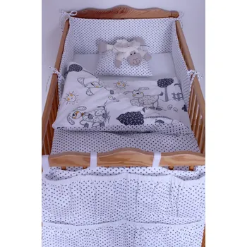 mantinel do postýlky Mantinel do postýlky šedí pejsci s puntíky 180 cm