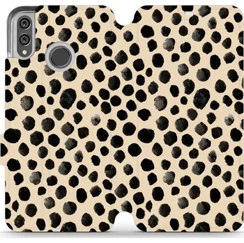 Pouzdro na mobilní telefon Flipové pouzdro Mobiwear - Honor 8X - VA50S Černé puntíky (Knížkové flip pouzdro, obal, kryt na mobil Honor 8X - VA50S Černé puntíky, materiál Umělá kůže + TPU - ochrana 360°, stojánek, silikonová vanička, magnetické zavírání)