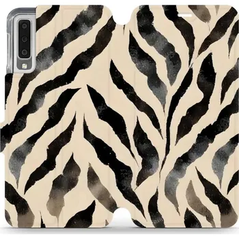 Pouzdro na mobilní telefon Flipové pouzdro Mobiwear - Samsung Galaxy A7 2018 - VA53S Zebří (Knížkové flip pouzdro, obal, kryt na mobil Samsung Galaxy A7 2018 - VA53S Zebří, materiál Umělá kůže + TPU - ochrana 360°, stojánek, silikonová vanička, magnetické zavírání)