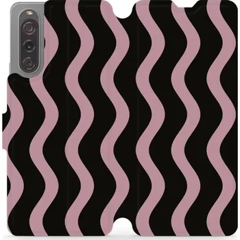 Pouzdro na mobilní telefon Flipové pouzdro Mobiwear - Sony Xperia 10 V - VA54S Fialové vlnky (Knížkové flip pouzdro, obal, kryt na mobil Sony Xperia 10 V - VA54S Fialové vlnky, materiál Umělá kůže + TPU - ochrana 360°, stojánek, silikonová vanička, magnetické zavírání)