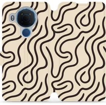 Pouzdro na mobilní telefon Flipové pouzdro Mobiwear - Nokia 5.4 - VA60S Linky (Knížkové flip pouzdro, obal, kryt na mobil Nokia 5.4 - VA60S Linky, materiál Umělá kůže + TPU - ochrana 360°, stojánek, silikonová vanička, magnetické zavírání)