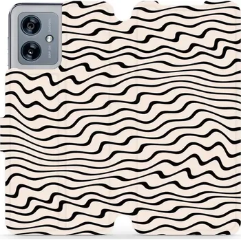 Pouzdro na mobilní telefon Flipové pouzdro Mobiwear - Motorola Moto G54 5G / Moto G54 5G Power Edition - VA62S Vlnky na béžové (Knížkové flip pouzdro, obal, kryt na mobil Motorola Moto G54 5G / Moto G54 5G Power Edition - VA62S Vlnky na béžové, materiál Umělá kůže + TPU - ochrana)