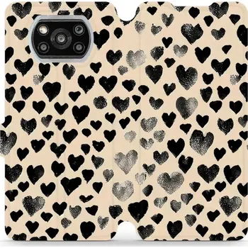 Pouzdro na mobilní telefon Flipové pouzdro Mobiwear - Xiaomi Poco X3 NFC / Xiaomi Poco X3 Pro - VA51S Černá srdíčka (Knížkové flip pouzdro, obal, kryt na mobil Xiaomi Poco X3 NFC / Xiaomi Poco X3 Pro - VA51S Černá srdíčka, materiál Umělá kůže + TPU - ochrana 360°, stojánek,)
