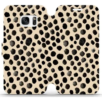 Pouzdro na mobilní telefon Flipové pouzdro Mobiwear - Samsung Galaxy S7 - VA50S Černé puntíky (Knížkové flip pouzdro, obal, kryt na mobil Samsung Galaxy S7 - VA50S Černé puntíky, materiál Umělá kůže + TPU - ochrana 360°, stojánek, silikonová vanička, magnetické zavírání)