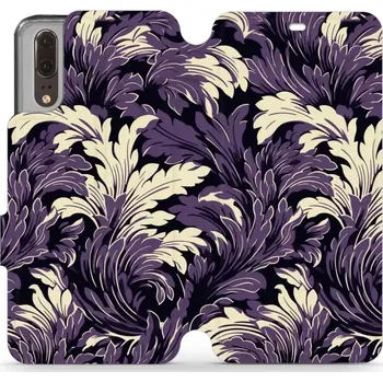 Pouzdro na mobilní telefon Flipové pouzdro Mobiwear - Huawei P20 - VA46S Fialové rostliny (Knížkové flip pouzdro, obal, kryt na mobil Huawei P20 - VA46S Fialové rostliny, materiál Umělá kůže + TPU - ochrana 360°, stojánek, silikonová vanička, magnetické zavírání)