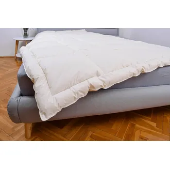 přikrývka Francouzská celoroční přikrývka z ovčí vlny StříbroAktiv smetanová - 240x220 cm partnerská , Smetanová sypkovina StříbroAktiv