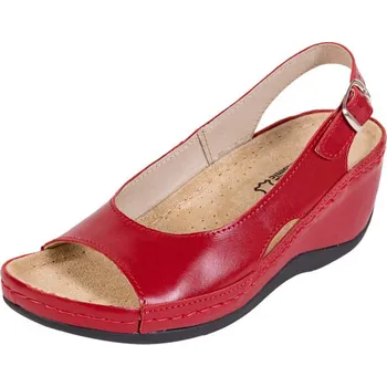 Dámská zdravotní obuv Buxa Dámská zdravotní kožená obuv na klínku BZ330 - Červená Velikost: 38