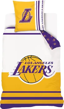 Ložní povlečení Carbotex NBA LA Lakers 140 x 200, 70 x 90 cm zipový uzávěr