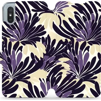 Pouzdro na mobilní telefon Flipové pouzdro Mobiwear - Xiaomi Redmi 9A / 9AT - VA47S Fialová flóra (Knížkové flip pouzdro, obal, kryt na mobil Xiaomi Redmi 9A / 9AT - VA47S Fialová flóra, materiál Umělá kůže + TPU - ochrana 360°, stojánek, silikonová vanička, magnetické zavírání)