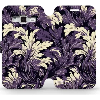 Pouzdro na mobilní telefon Flipové pouzdro Mobiwear - Samsung Galaxy J3 2016 - VA46S Fialové rostliny (Knížkové flip pouzdro, obal, kryt na mobil Samsung Galaxy J3 2016 - VA46S Fialové rostliny, materiál Umělá kůže + TPU - ochrana 360°, stojánek, silikonová vanička, magnetické)