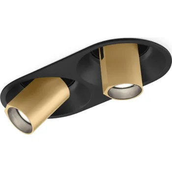 Bodové svítidlo Wever & Ducré Dvojitý nastavitelný reflektor Bliek Round Petit 2.0 Barva: Černá / Šampaňská, Teplota chromatičnosti: 2700 Kelvinů 164261CH3
