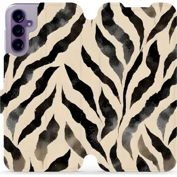 Pouzdro na mobilní telefon Flipové pouzdro Mobiwear - Samsung Galaxy A14 / A14 5G - VA53S Zebří (Knížkové flip pouzdro, obal, kryt na mobil Samsung Galaxy A14 / A14 5G - VA53S Zebří, materiál Umělá kůže + TPU - ochrana 360°, stojánek, silikonová vanička, magnetické zavírání)