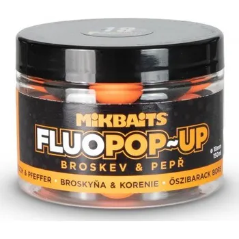 Boilies Plovoucí fluo boilie 150ml - Broskev Pepř 10mm