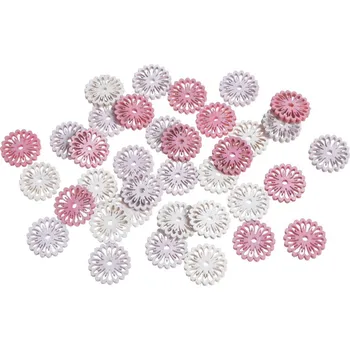 Dřevěná hračka Dřevěný výřez, dekorace, RŮŽOVÉ KVĚTINKY, 2 cm, 36ks/bal.