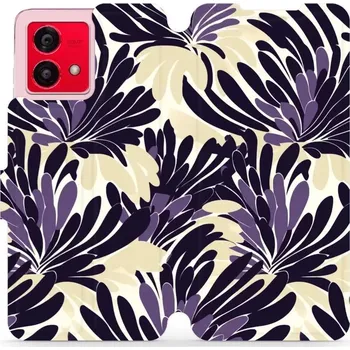 Pouzdro na mobilní telefon Flipové pouzdro Mobiwear - Motorola Moto G84 - VA47S Fialová flóra (Knížkové flip pouzdro, obal, kryt na mobil Motorola Moto G84 - VA47S Fialová flóra, materiál Umělá kůže + TPU - ochrana 360°, stojánek, silikonová vanička, magnetické zavírání)