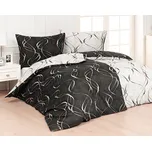 Povlečení Matějovský KINGSTON, šedo-zlaté vlny na černé / světle šedé, bavlněný satén, 140x200cm + 70x90cm