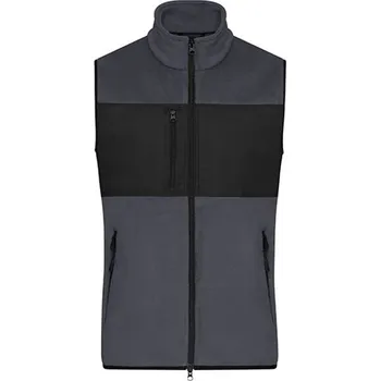 Pánská vesta James&amp;Nicholson Pánská fleecová vesta JN1310 Carbon-Black M
