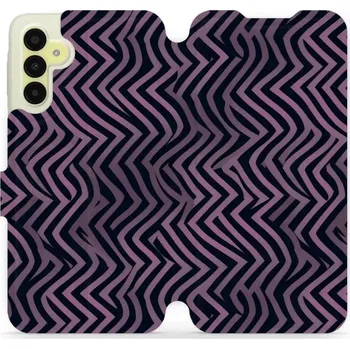 Pouzdro na mobilní telefon Flipové pouzdro Mobiwear - Samsung Galaxy A15 / A15 5G - VA55S Fialové klikyháky (Knížkové flip pouzdro, obal, kryt na mobil Samsung Galaxy A15 / A15 5G - VA55S Fialové klikyháky, materiál Umělá kůže + TPU - ochrana 360°, stojánek, silikonová vanička,)