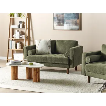 Pohovka Pohovka zelená čalouněná 2místná hrubě vyztužená opěradla klasický retro design obývací pokoj Beliani