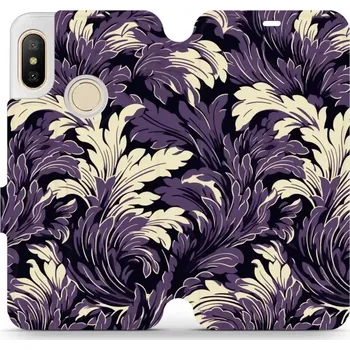 Pouzdro na mobilní telefon Flipové pouzdro Mobiwear - Xiaomi Mi A2 Lite - VA46S Fialové rostliny (Knížkové flip pouzdro, obal, kryt na mobil Xiaomi Mi A2 Lite - VA46S Fialové rostliny, materiál Umělá kůže + TPU - ochrana 360°, stojánek, silikonová vanička, magnetické zavírání)