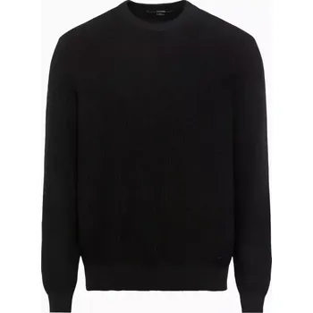 Pánský svetr PORSCHE DESIGN Jacquard sweater Svetr společenský žakárový černá (Svetr vyrobený z nejkvalitnější italské bavlny s voštinovým vzorem.)