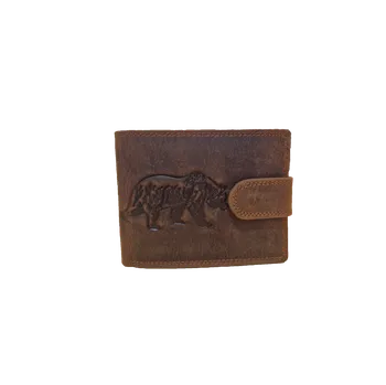 Peněženka WILD Pánská kožená peněženka hnědá - MEDVĚD