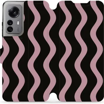 Pouzdro na mobilní telefon Flipové pouzdro Mobiwear - Xiaomi 12 / 12X - VA54S Fialové vlnky (Knížkové flip pouzdro, obal, kryt na mobil Xiaomi 12 / 12X - VA54S Fialové vlnky, materiál Umělá kůže + TPU - ochrana 360°, stojánek, silikonová vanička, magnetické zavírání)