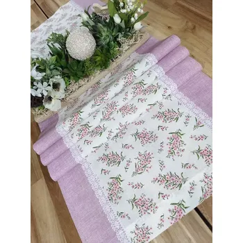 ubrus Běhoun - pomněnky v kombinaci se světle fialovou