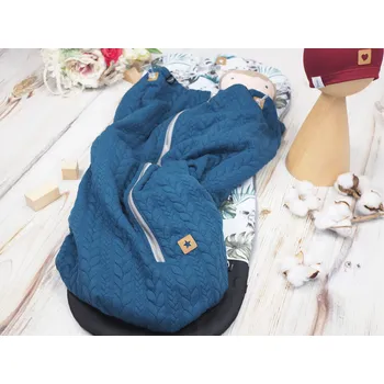 Dětská deka Deka nepadací copánková (petrol, šedý fleece)