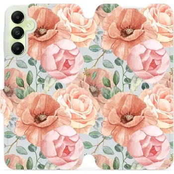 Pouzdro na mobilní telefon Flipové pouzdro Mobiwear - Samsung Galaxy A05s - MP02S Pastelové květy (Knížkové flip pouzdro, obal, kryt na mobil Samsung Galaxy A05s - MP02S Pastelové květy, materiál Umělá kůže + TPU - ochrana 360°, stojánek, silikonová vanička, magnetické zavírání)
