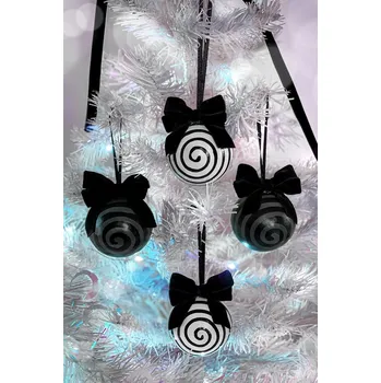 vánoční výzdoba (baňka,sada 4 ks) KILLSTAR - Downward Spiral - Black