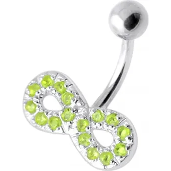 Piercing Šperky4U Stříbrný piercing do pupíku, světle zelené zirkony - BP01021-G