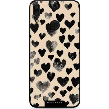 Pouzdro na mobilní telefon Lesklý kryt Mobiwear Glossy - Huawei Y7 2019 - GA51G Černá srdíčka (Prémiové lesklé pouzdro, obal, kryt Mobiwear Glossy na mobil Huawei Y7 2019 - GA51G Černá srdíčka, materiál Plast + TPU silikon - krytí po všech stranách, neošoupatelný potisk, tenké)